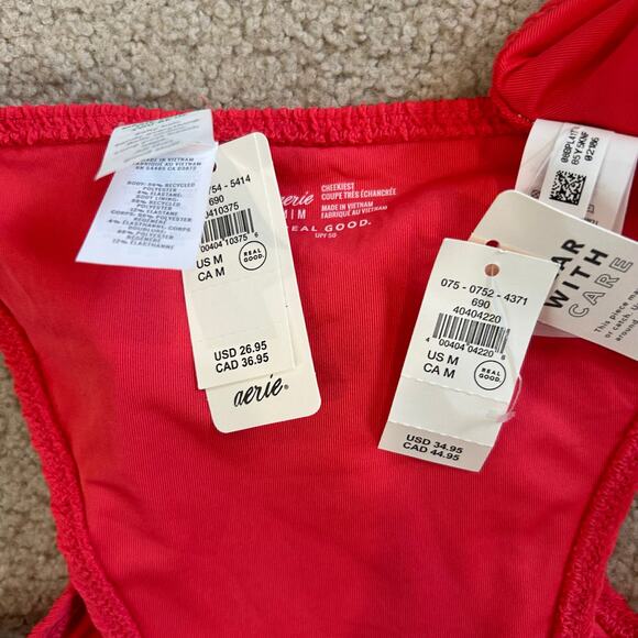NWT Aerie Crinkle String Triangle Bikini Top & Cheekiest Tie Bikini Bottom SET M - Picture 8 of 8